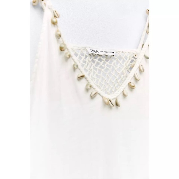 Zara limited edition crochet with shell pattern cotton boho dress - Picture 8 of 9